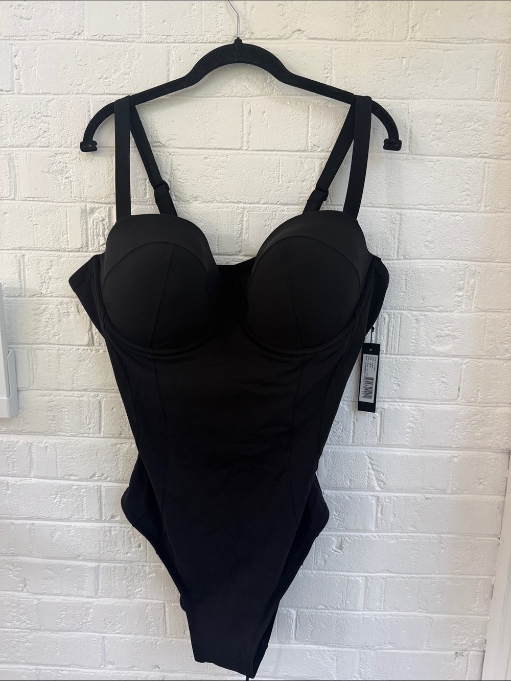 Black Women's One-Piece Swimsuit with Adjustable Straps